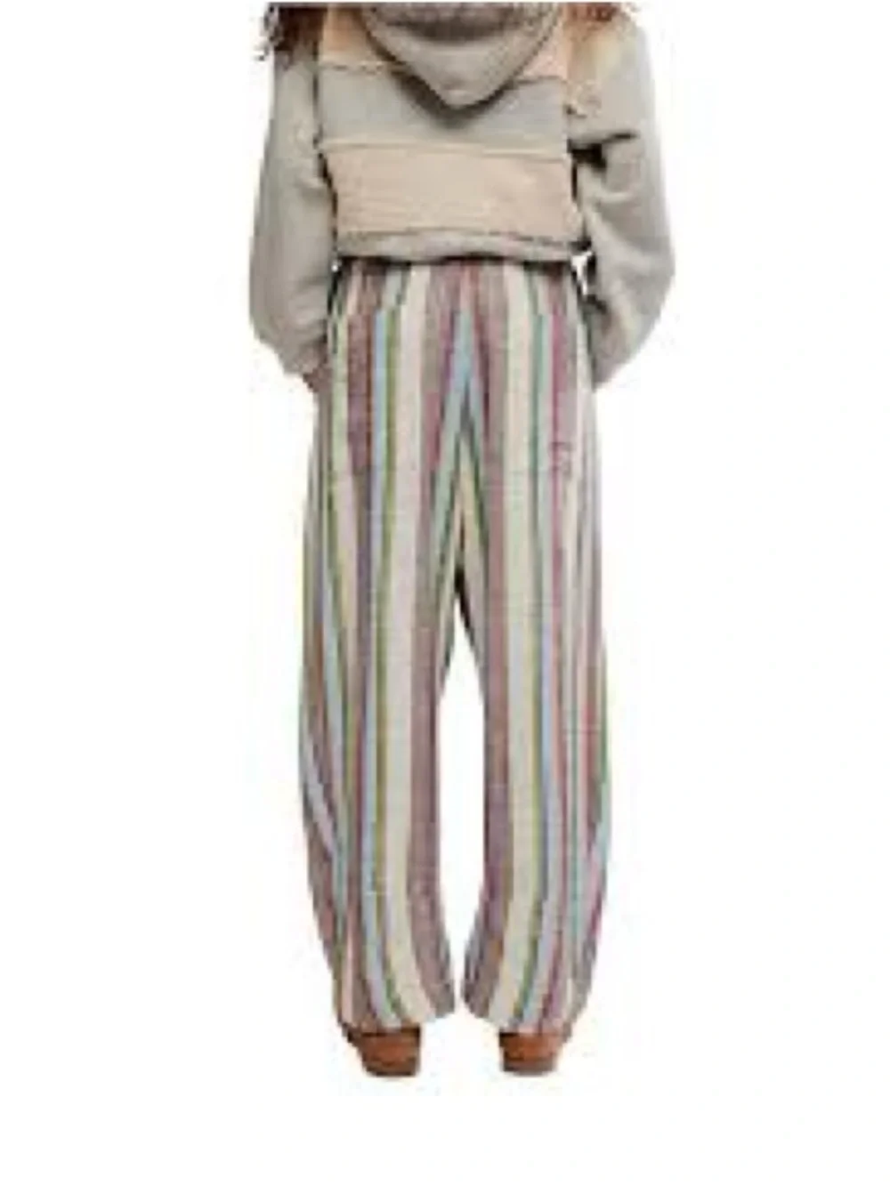 Free People Linen Cotton Chambers Laid Back Stripe Pants Coastal Euro Summer XS